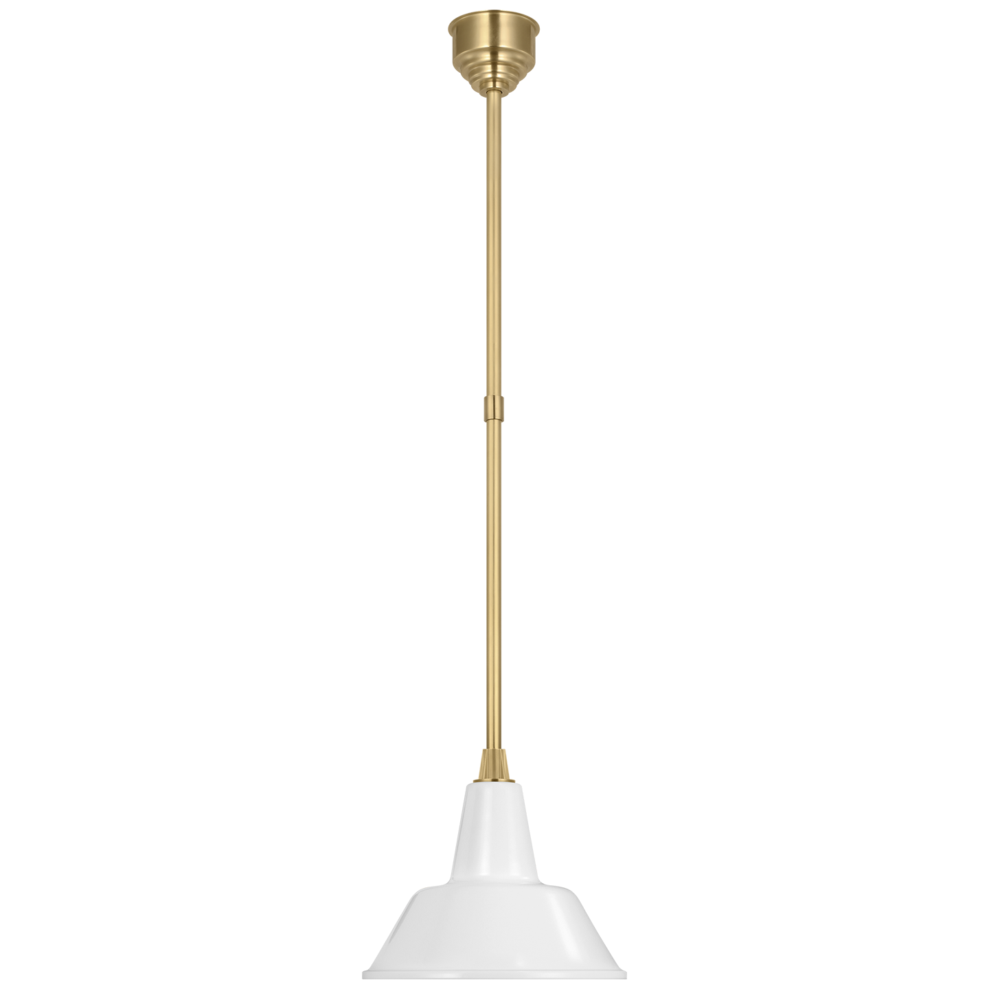 Academy Pendant | Hand-Rubbed Antique Brass | 12.5" White Bowers Shade