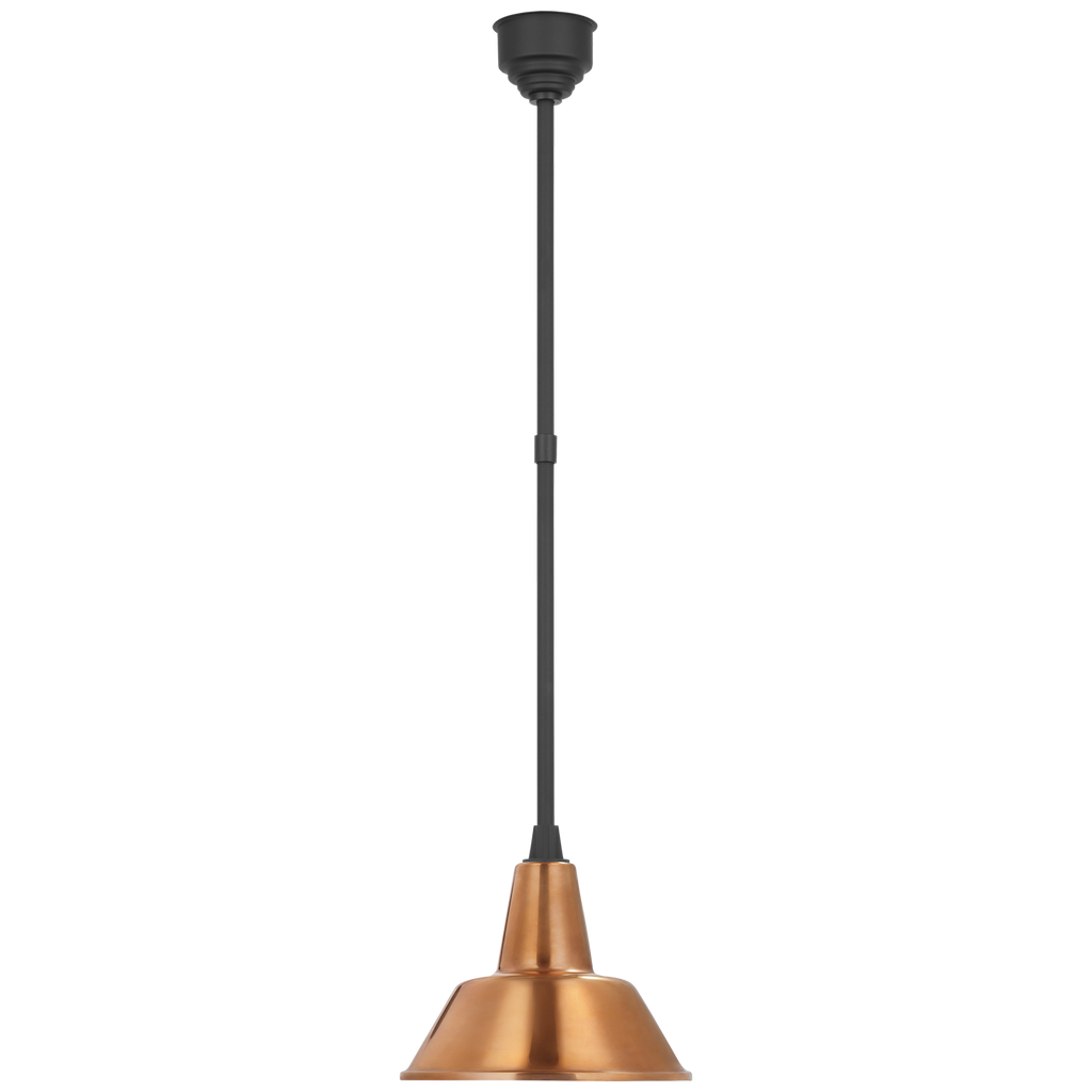 Academy Pendant | Matte Black | 12.5" Soft Copper Bowers Shade
