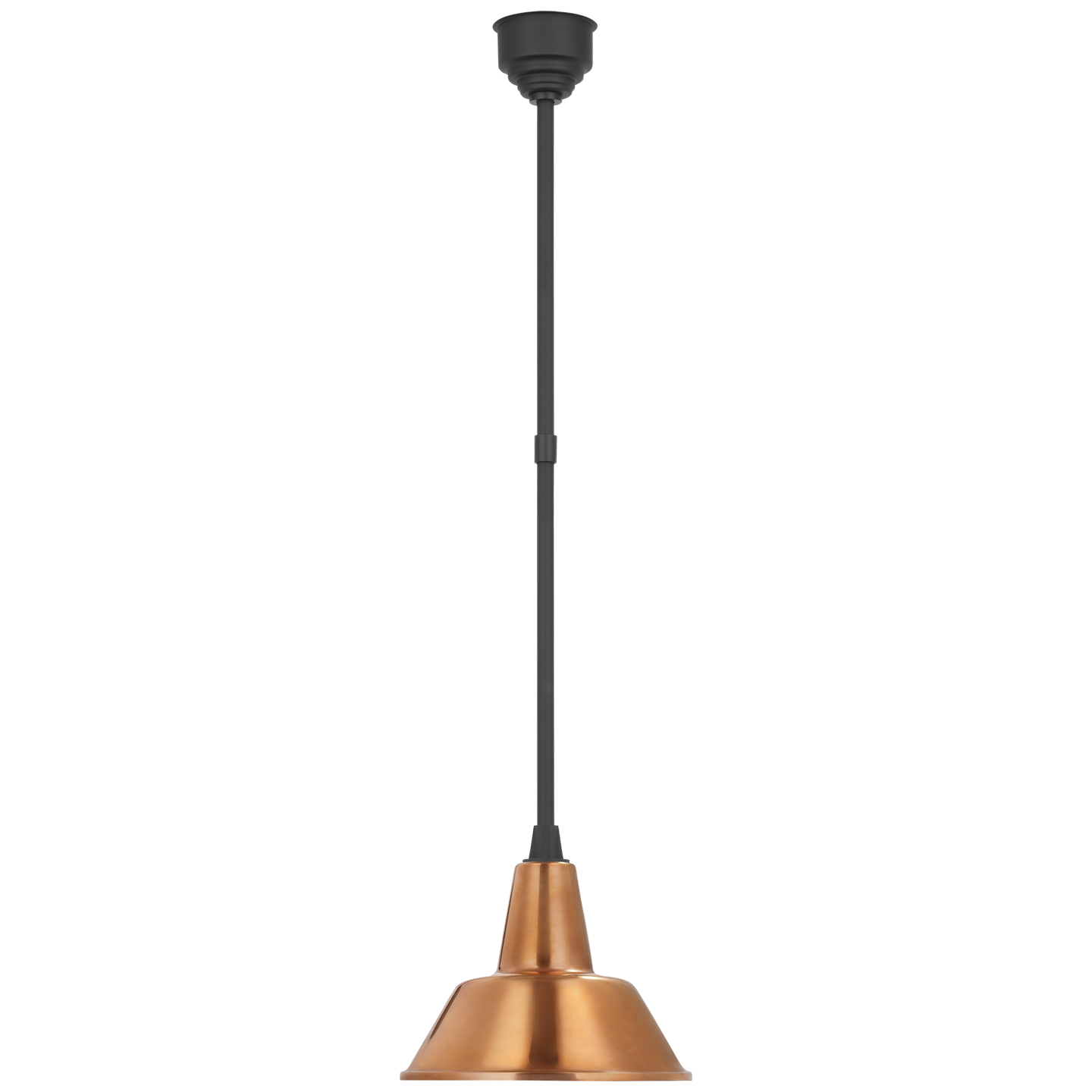 Academy Pendant | Matte Black | 12.5" Soft Copper Bowers Shade
