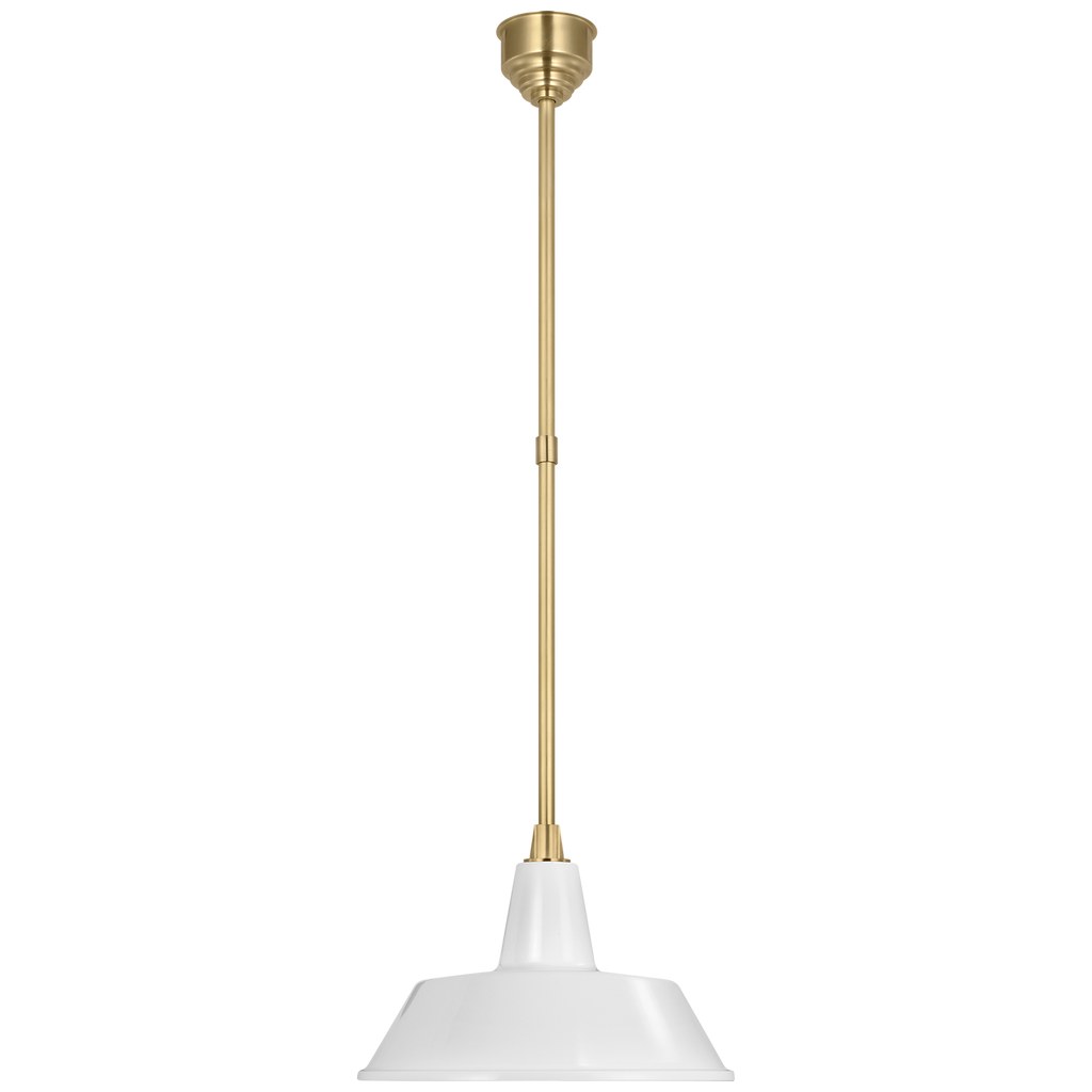 Academy Pendant | Hand-Rubbed Antique Brass | 16" White Bowers Shade
