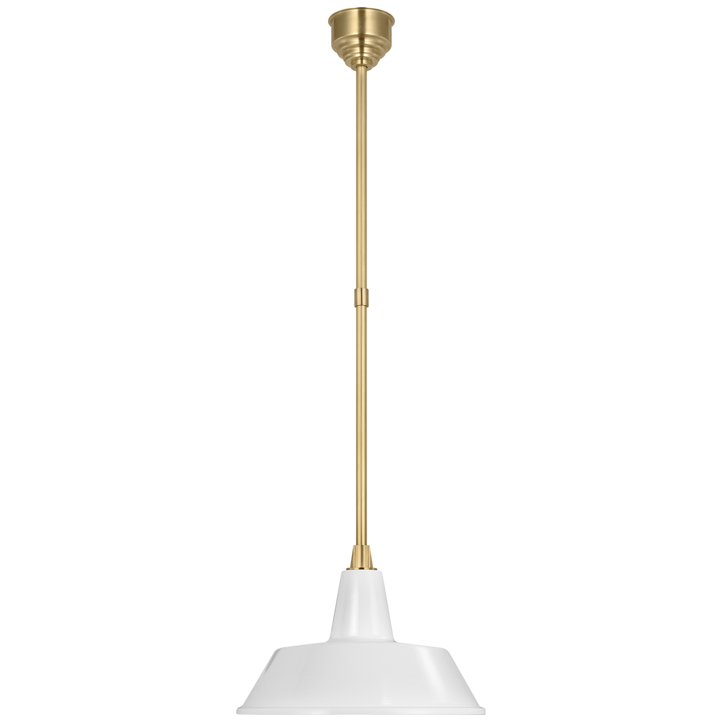 Academy Pendant | Hand-Rubbed Antique Brass | 16" White Bowers Shade
