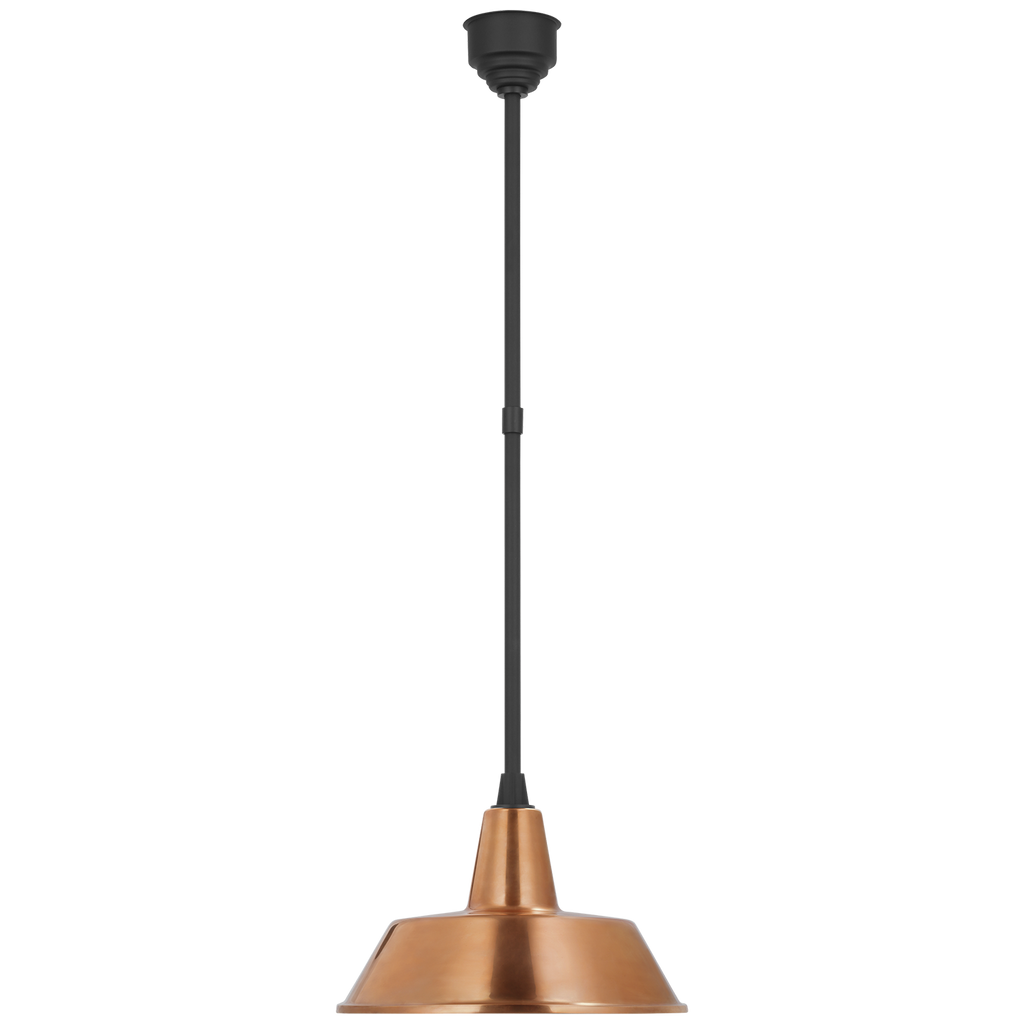 Academy Pendant | Matte Black | 16" Soft Copper Bowers Shade
