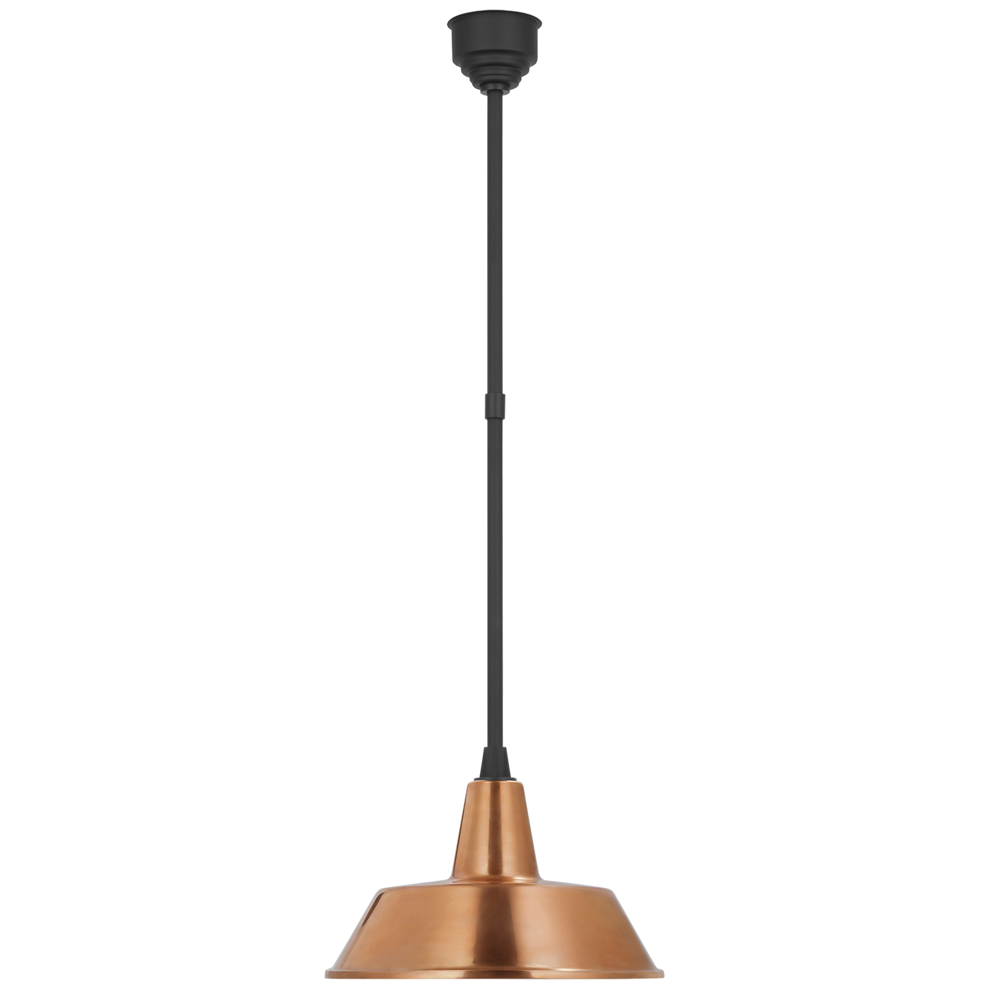Academy Pendant | Matte Black | 16" Soft Copper Bowers Shade