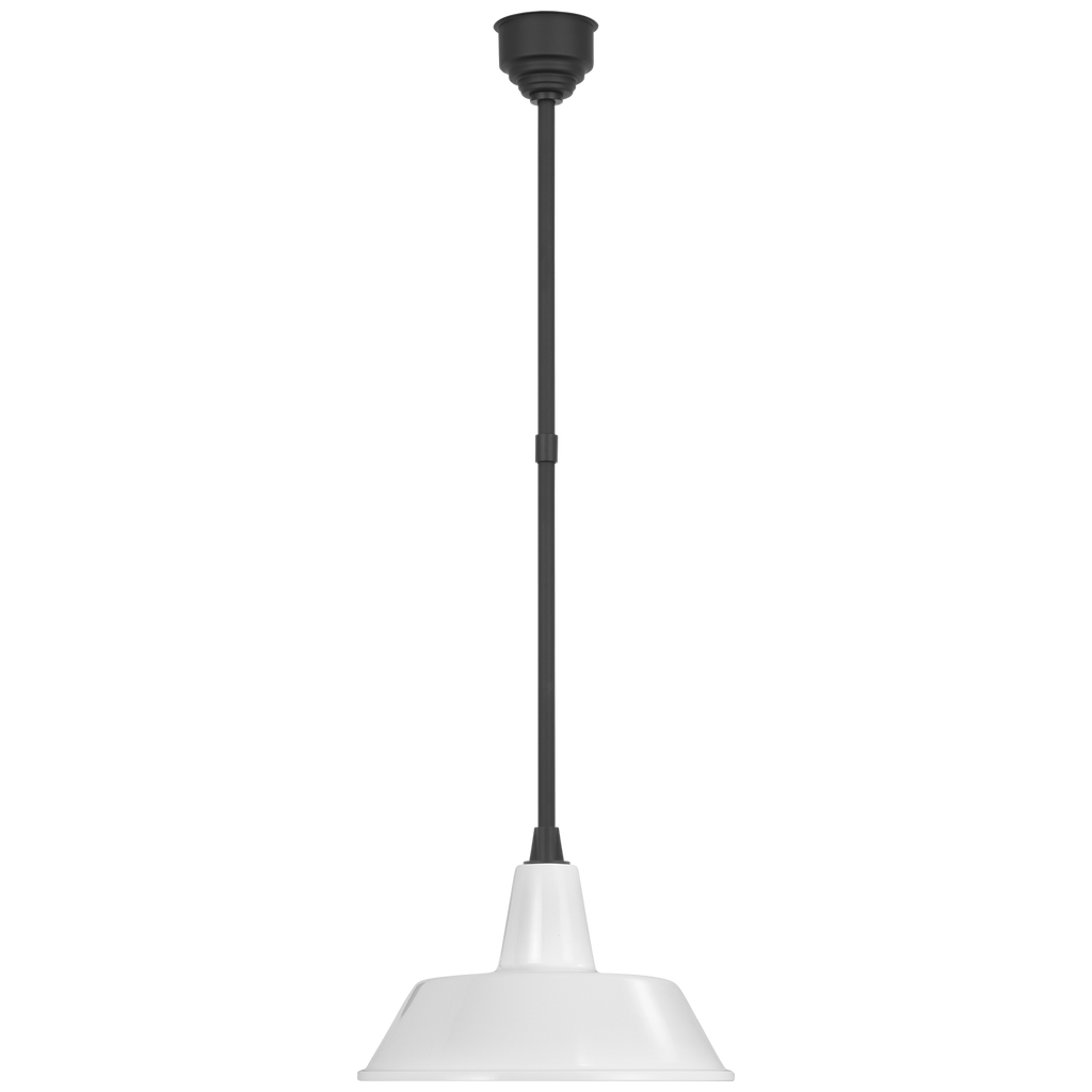 Academy Pendant | Matte Black | 16" White Bowers Shade