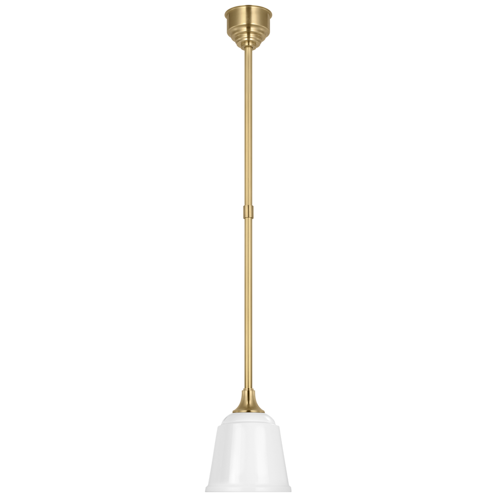 Academy Pendant | Hand-Rubbed Antique Brass | 8" White Rockhouse Shade
