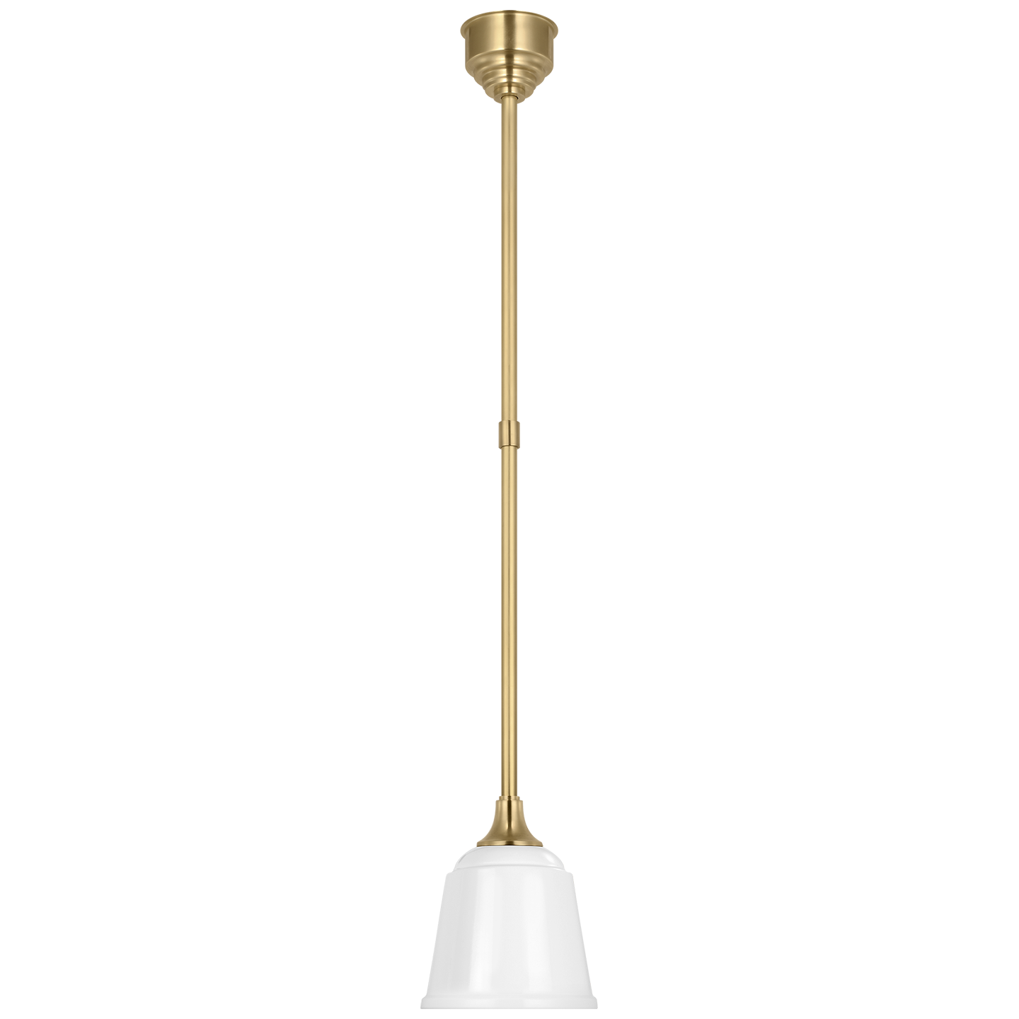 Academy Pendant | Hand-Rubbed Antique Brass | 8" White Rockhouse Shade