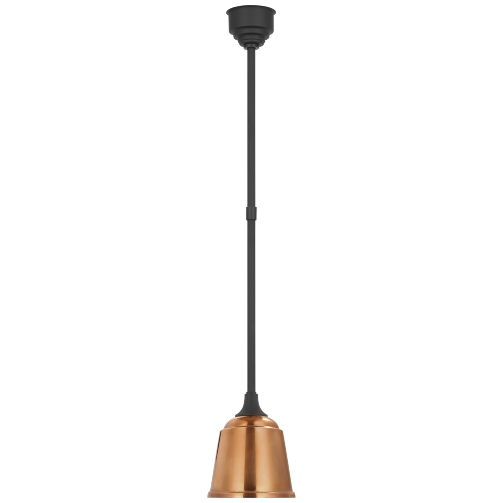 Academy Pendant | Matte Black | 8" Soft Copper Rockhouse Shade