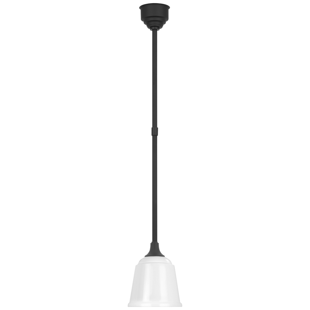 Academy Pendant | Matte Black | 8" White Rockhouse Shade