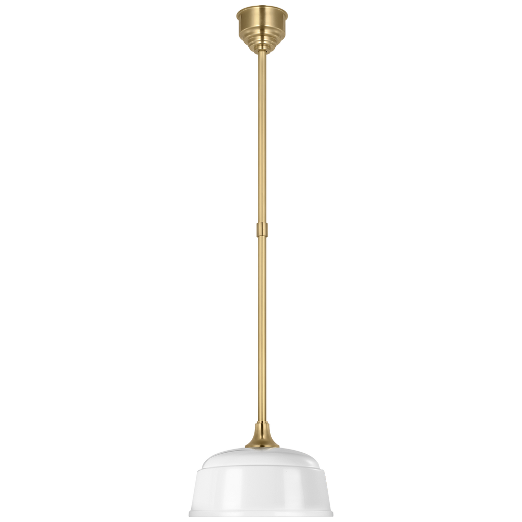 Academy Pendant | Hand-Rubbed Antique Brass | 12.5" White Rockhouse Shade