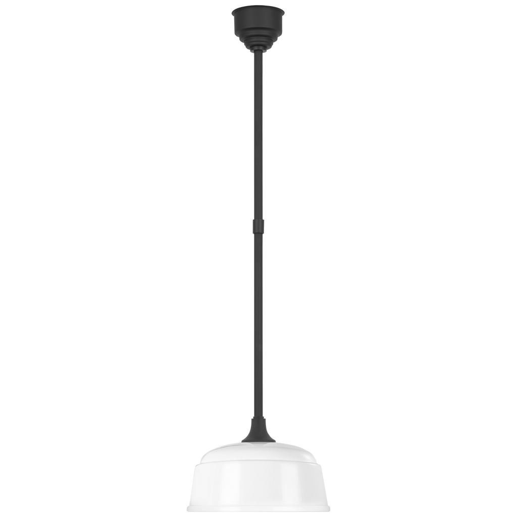 Academy Pendant | Matte Black | 12.5" White Rockhouse Shade