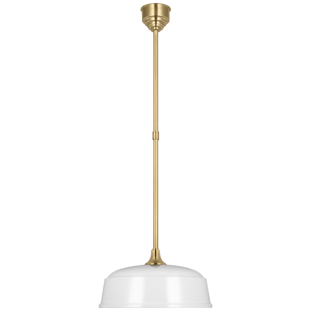 Academy Pendant | Hand-Rubbed Antique Brass | 16" White Rockhouse Shade
