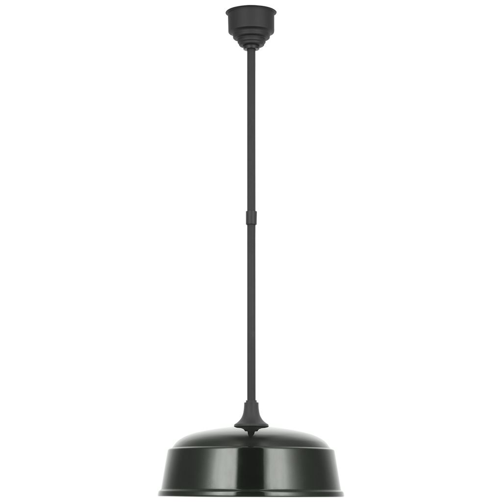 Academy Pendant | Matte Black | 16" Green Rockhouse Shade