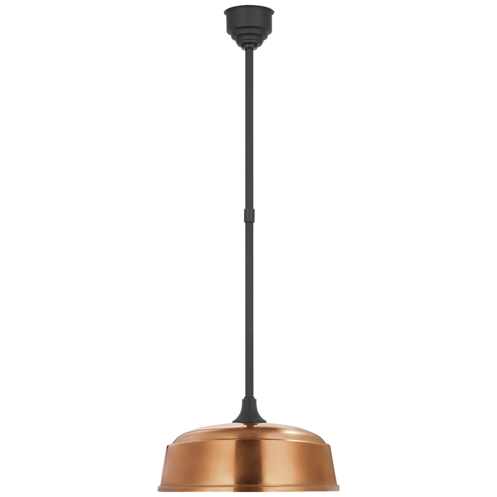Academy Pendant | Matte Black | 16" Soft Copper Rockhouse Shade