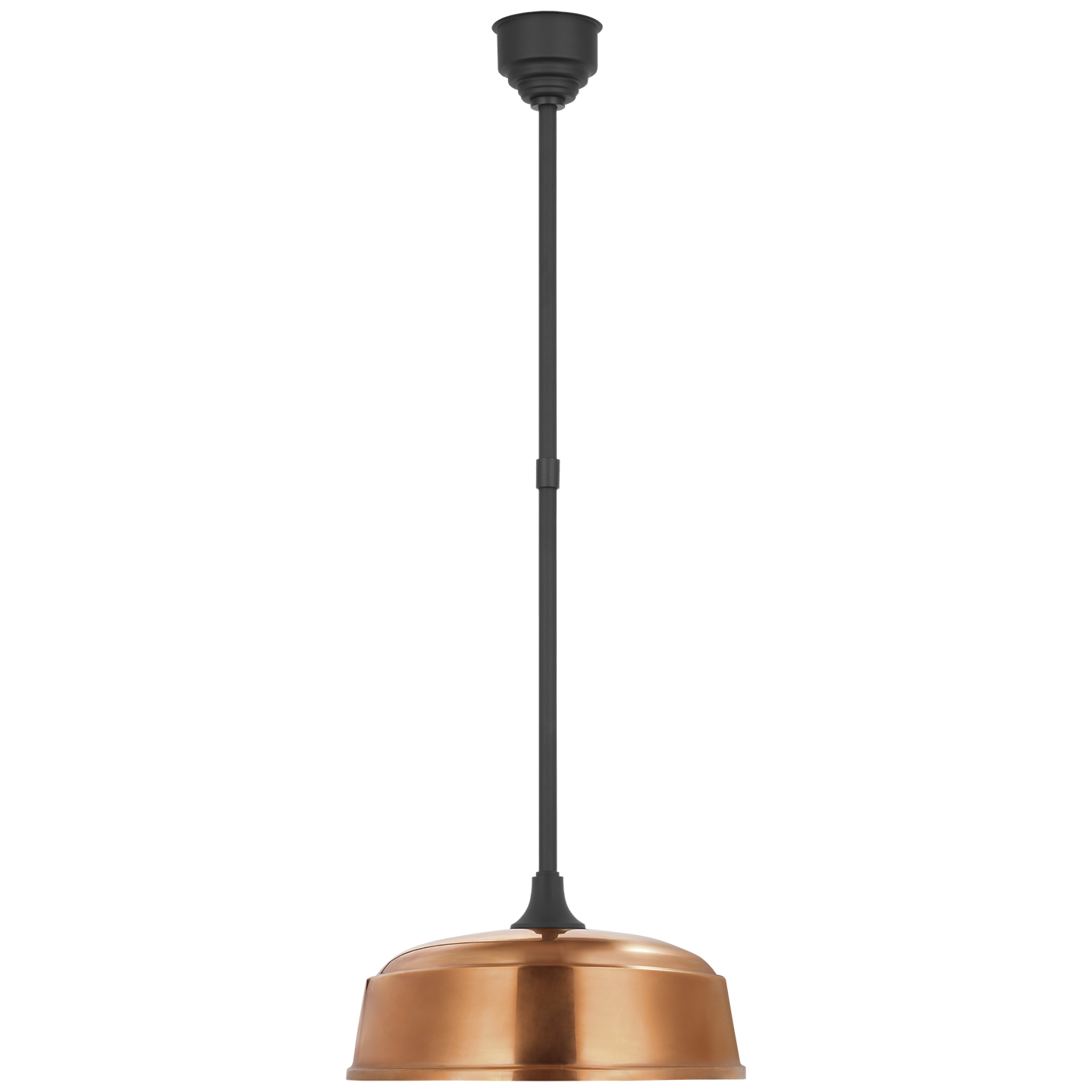 Academy Pendant | Matte Black | 16" Soft Copper Rockhouse Shade