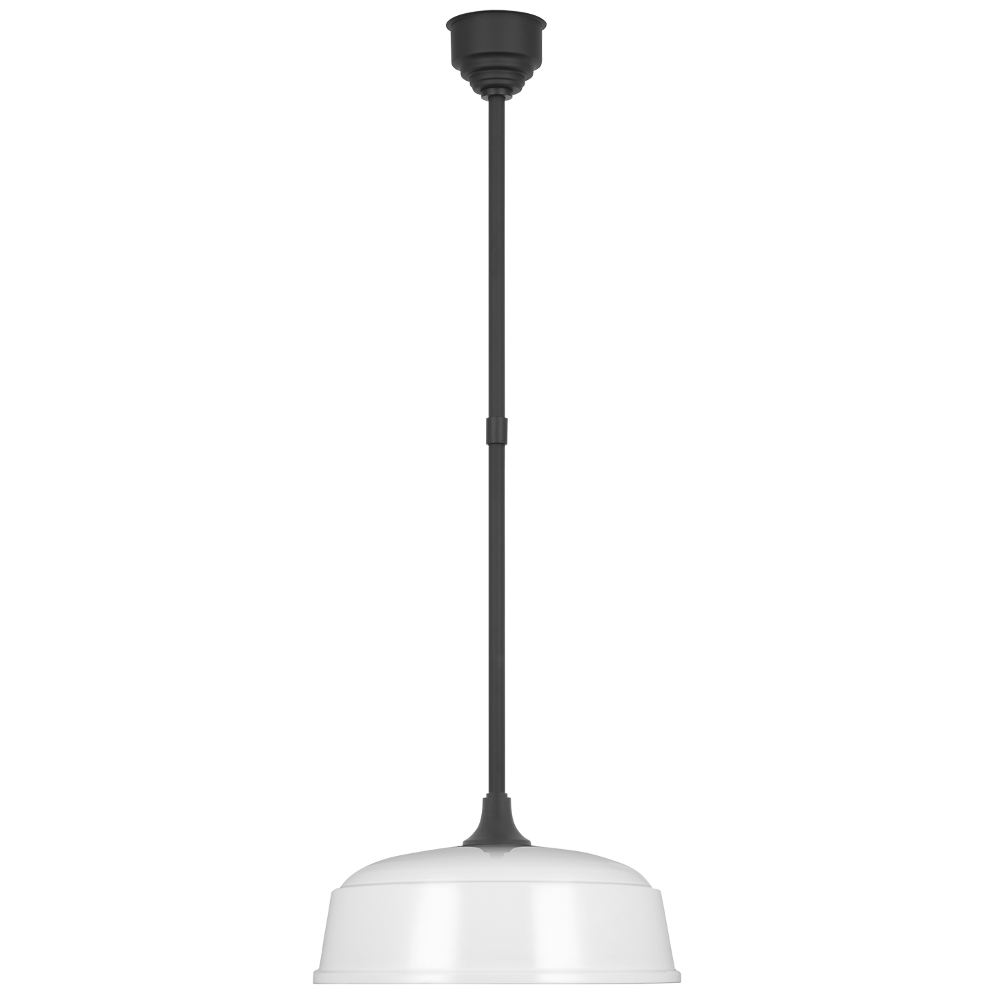 Academy Pendant | Matte Black | 16" White Rockhouse Shade