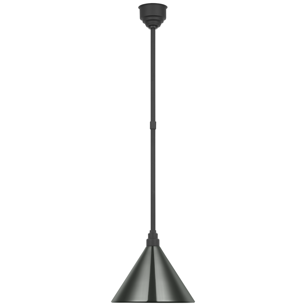 Academy Pendant | Matte Black | 12.5" Green Conical Savannah Shade