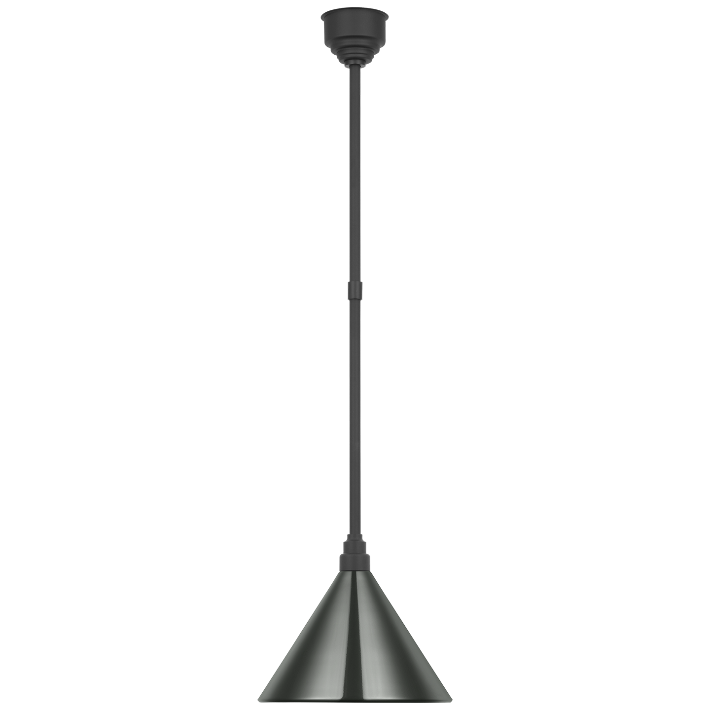 Academy Pendant | Matte Black | 12.5" Green Conical Savannah Shade