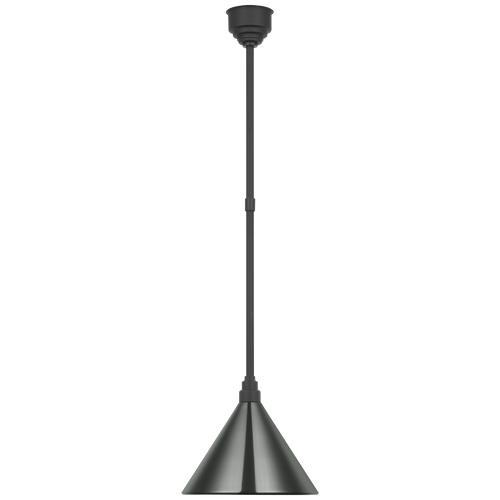Academy Pendant | Matte Black | 12.5" Green Conical Savannah Shade