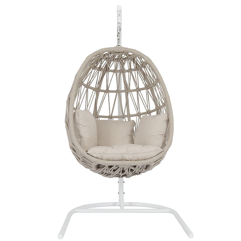 Dana Rope Hanging Club Chair in Linen Canvas w/ Self Welt