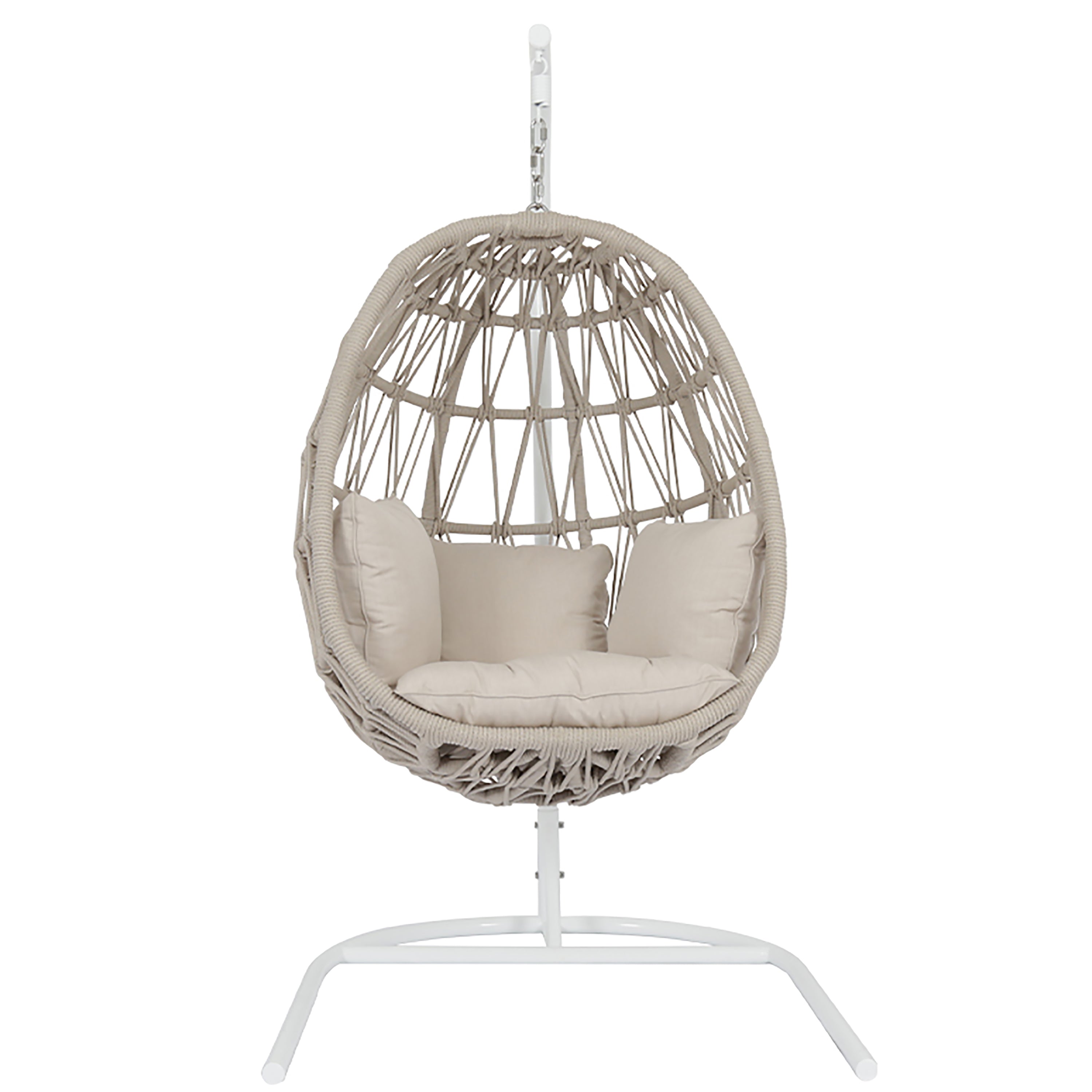 Dana Rope Hanging Club Chair in Linen Canvas w/ Self Welt