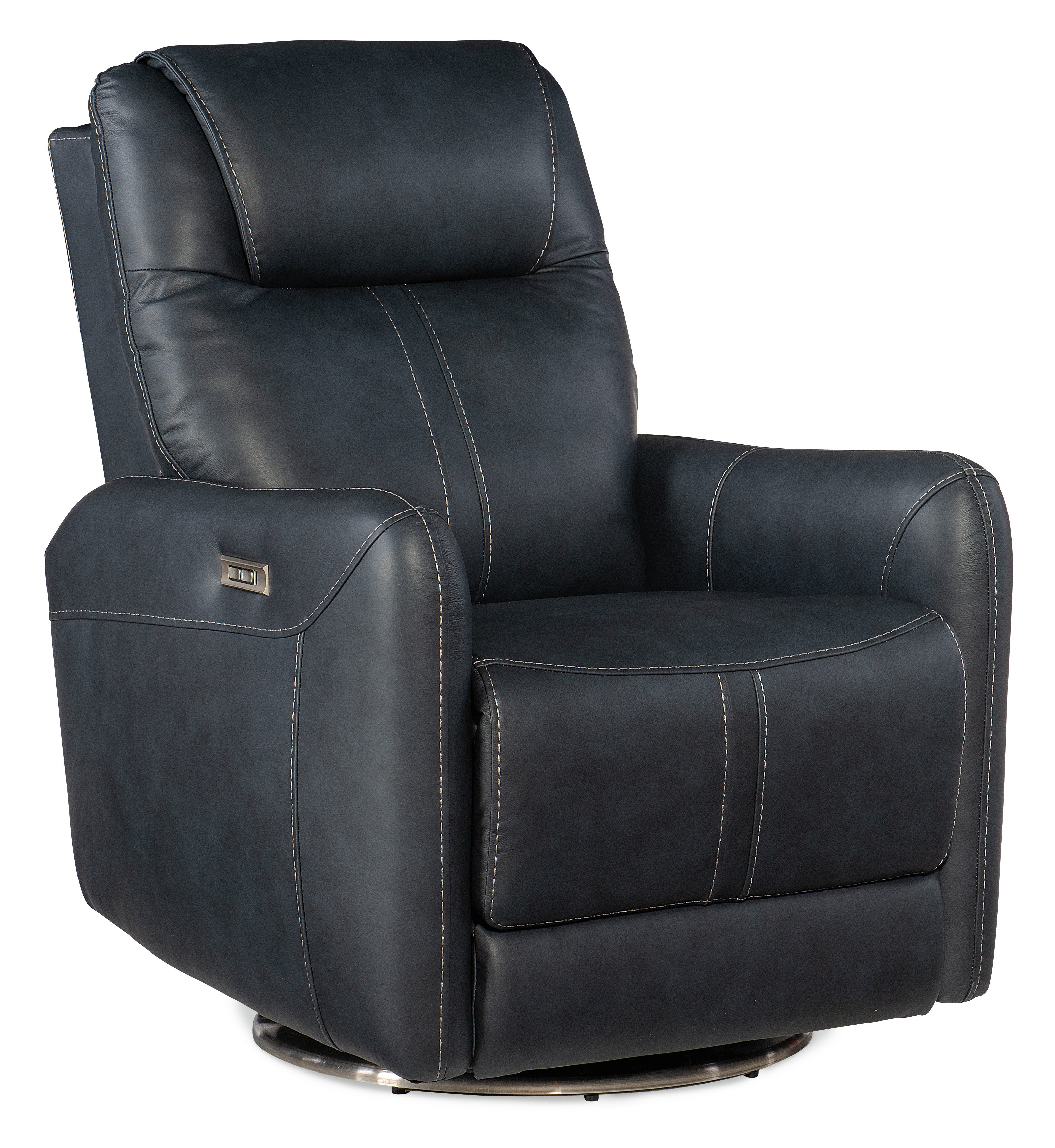 Steffen Swivel Power Recliner with Power Headrest | Dark Blue