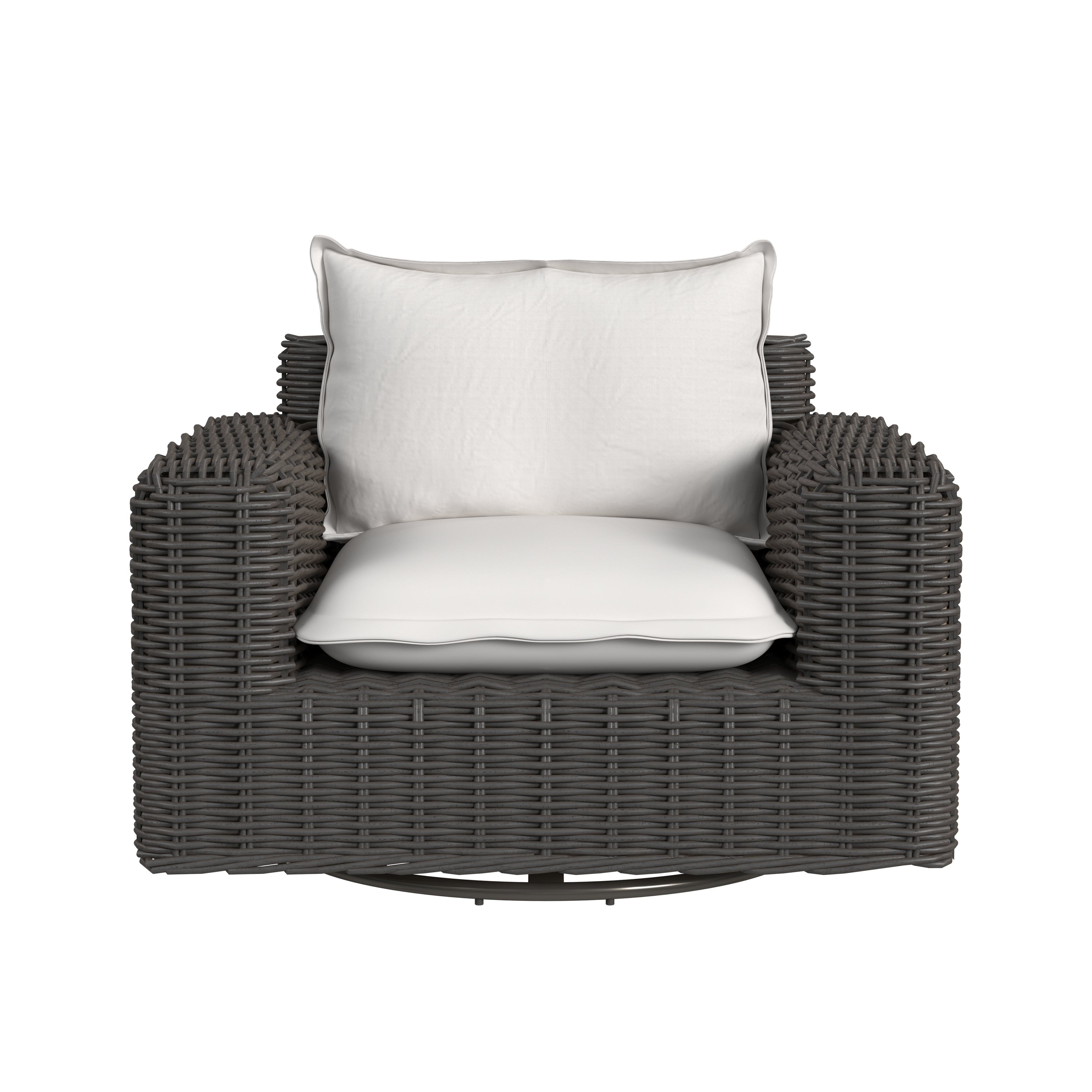 Cabo Oversized Swivel Club Chair in Soothe Pearl w/ Flange Welt