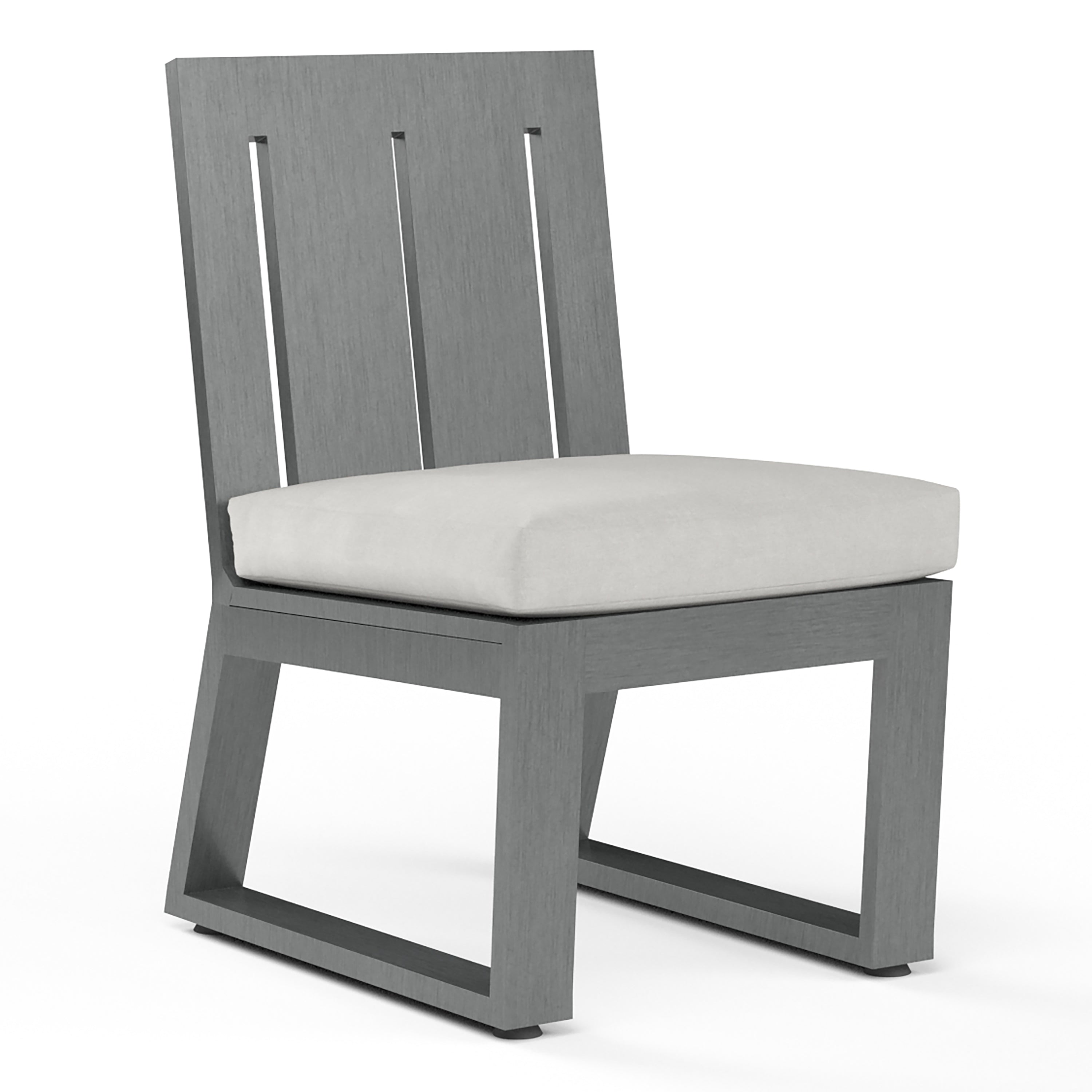 Redondo Armless Dining Chair in Cast Silver, No Welt