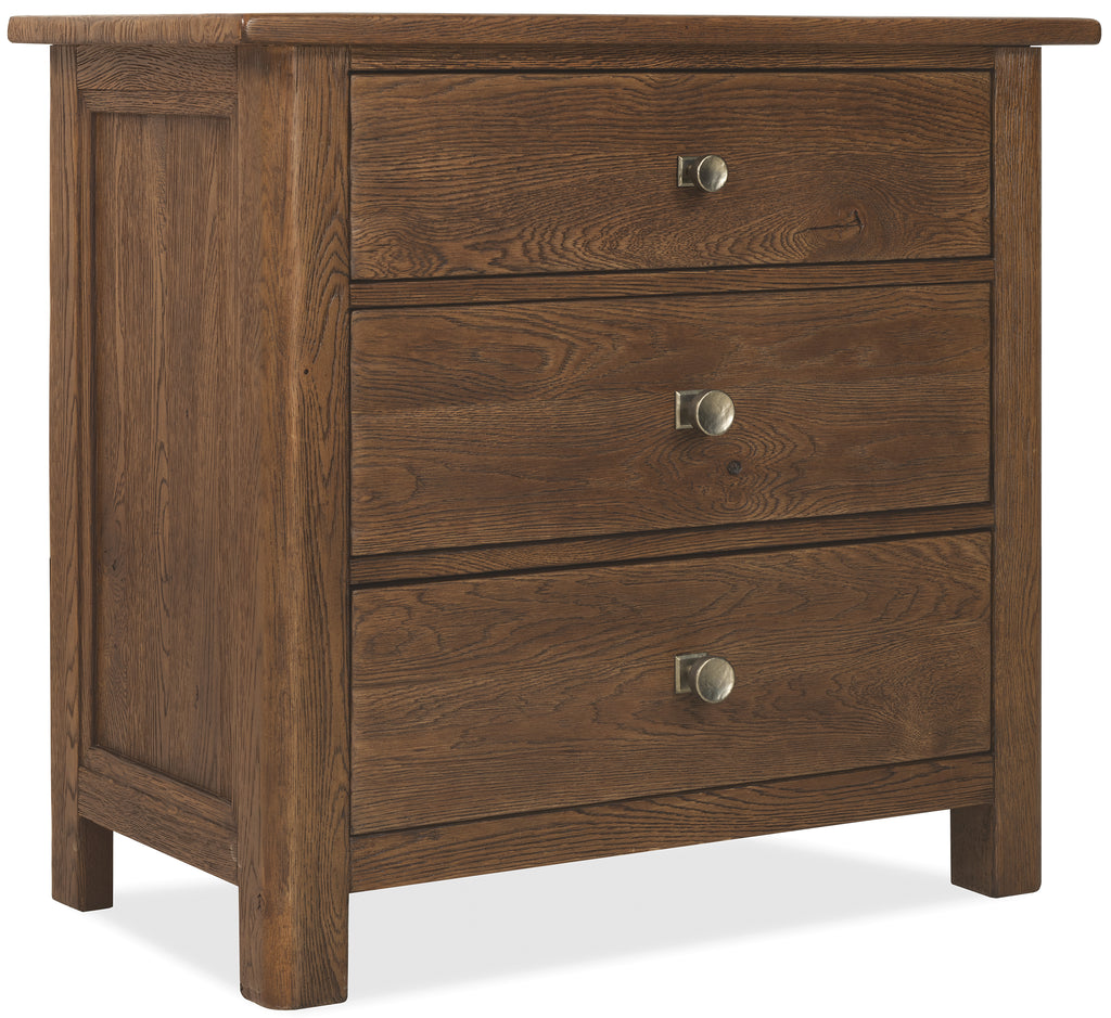 Driftwood Three-Drawer Nightstand | Worn Saddle