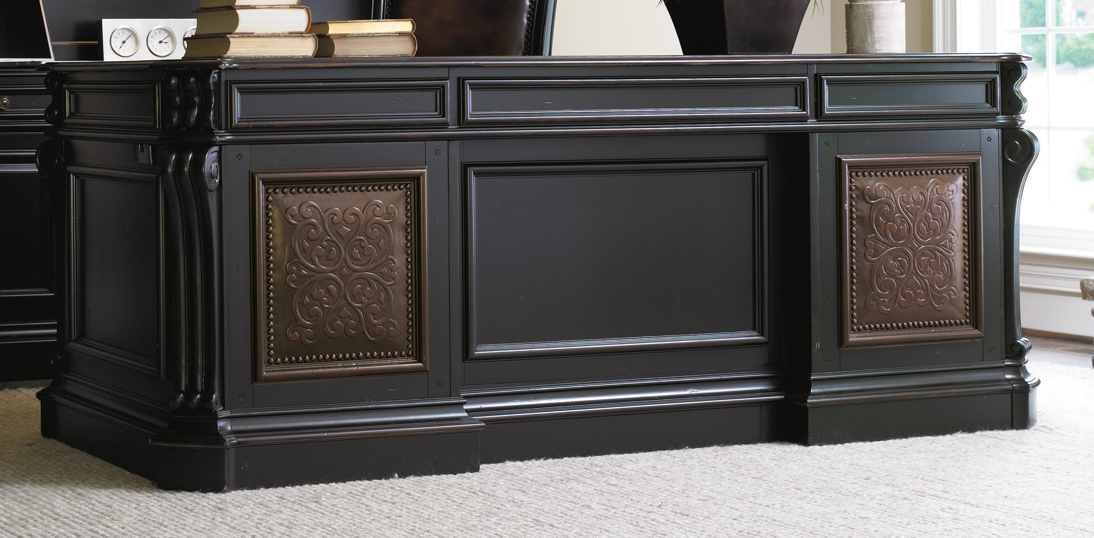 Telluride 76'' Executive Desk withLeather Panels