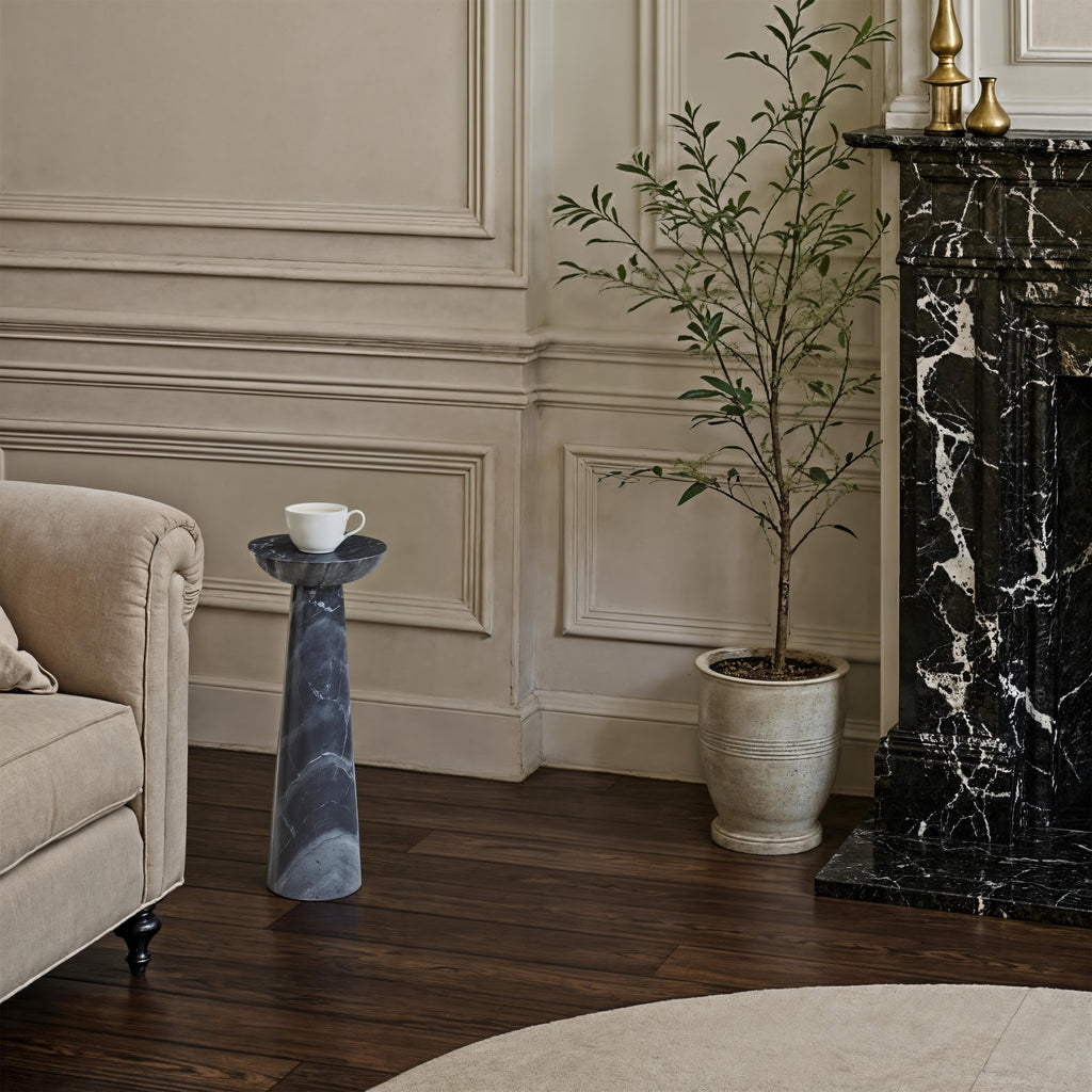 Mercura Side Table | Black Marble | Tall