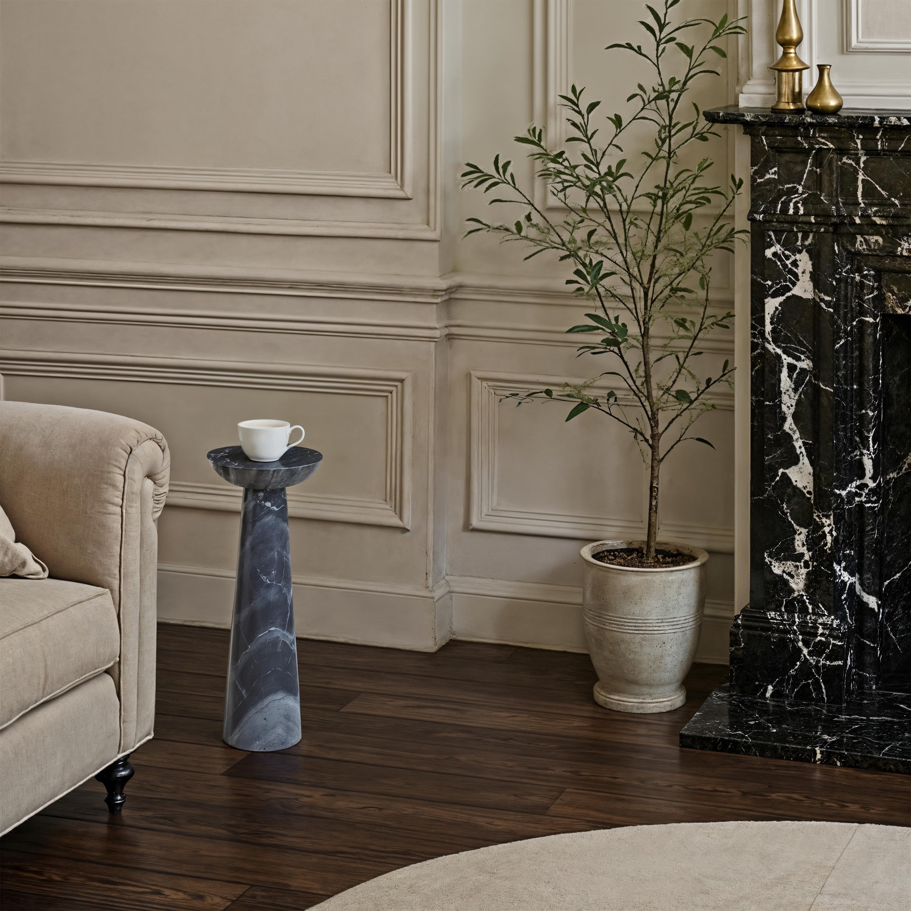 Mercura Side Table | Black Marble | Tall