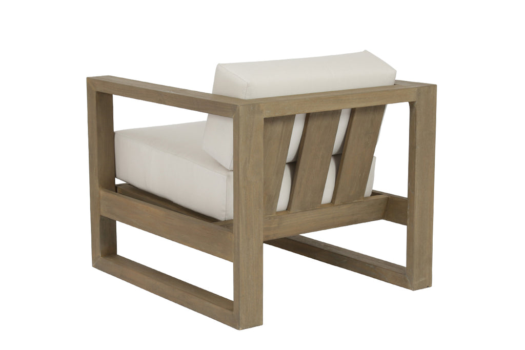 Coastal Teak Club Chair in Canvas Canvas, No Welt