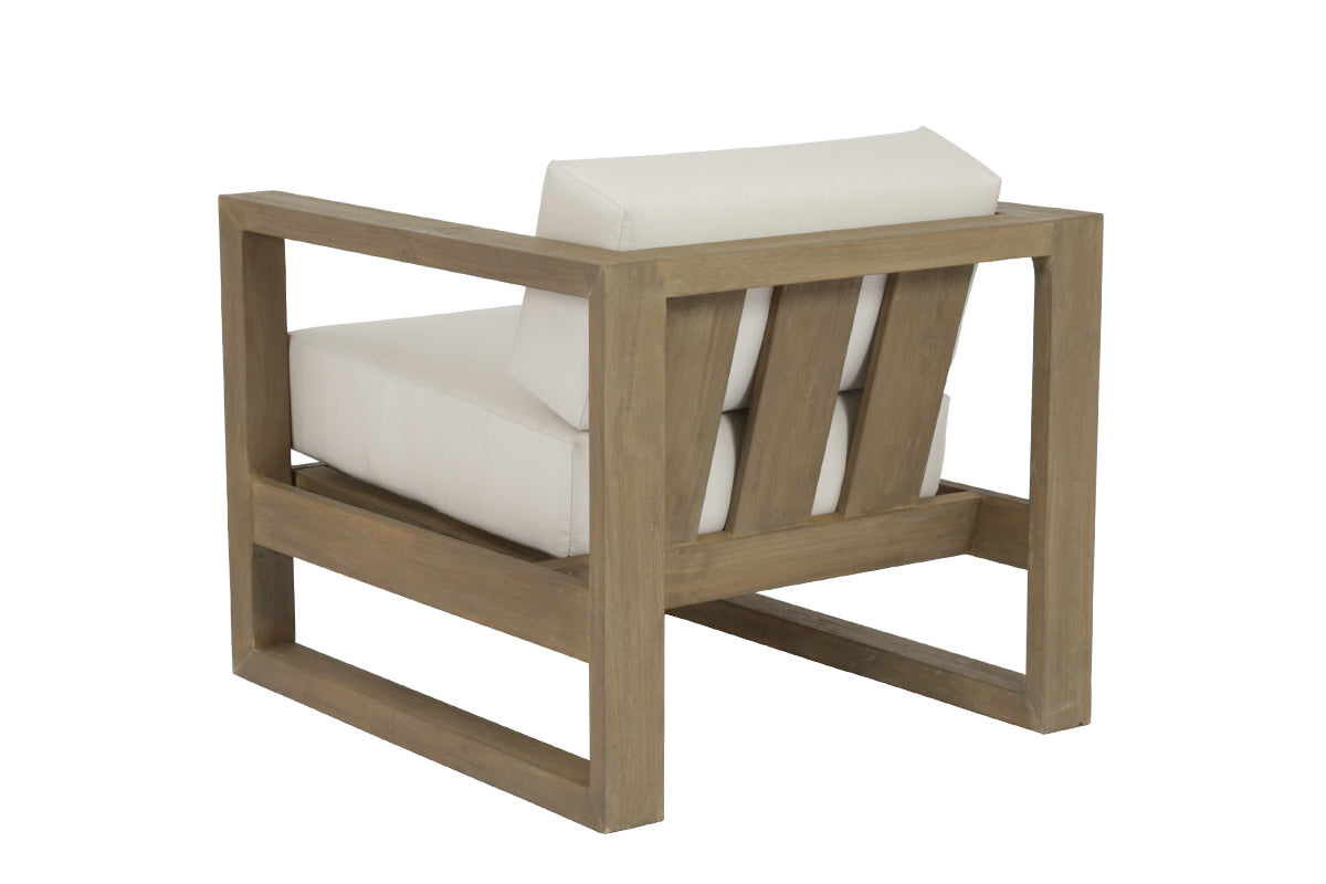 Coastal Teak Club Chair in Canvas Canvas, No Welt