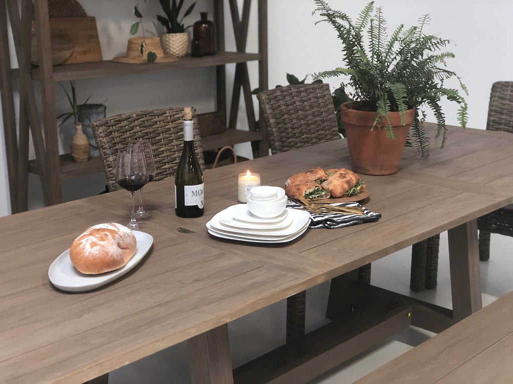 Coastal Teak Dining Table with Leaf Extension