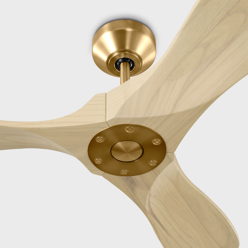 Maverick Smart 44 Ceiling Fan | Burnished Brass | Washed White Oak Blades