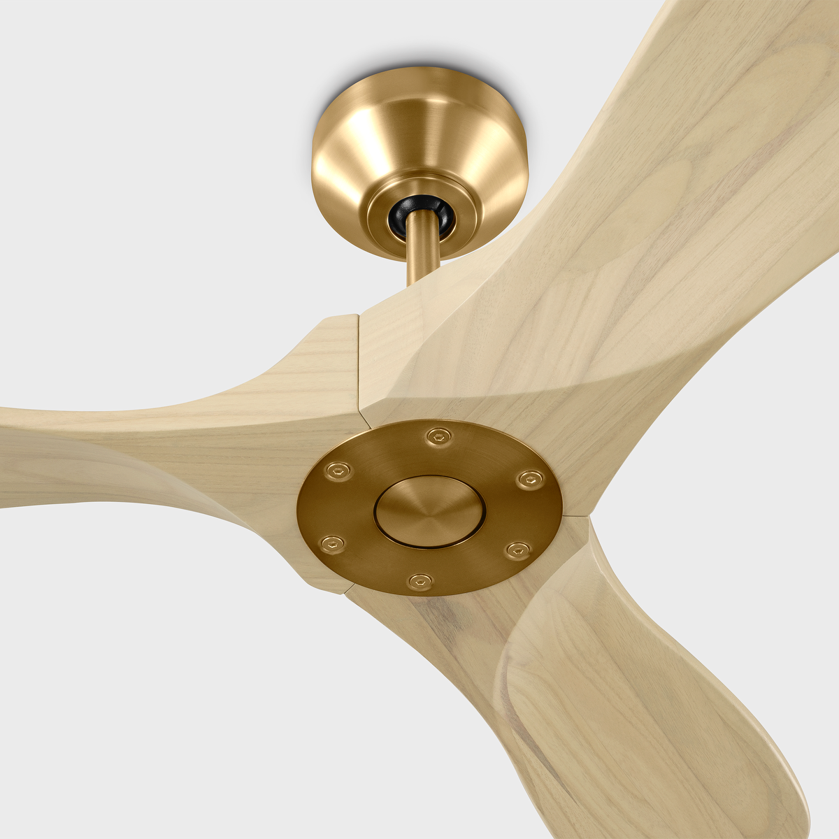 Maverick Smart 44 Ceiling Fan | Burnished Brass | Washed White Oak Blades