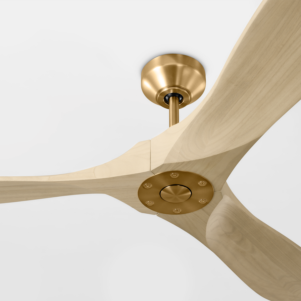 Maverick Smart 52 Ceiling Fan | Burnished Brass | Washed White Oak Blades
