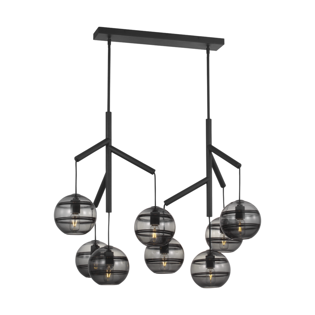 Sedona Double Chandelier Double Transparent Smoke Nightshade Black Bulb Not Included