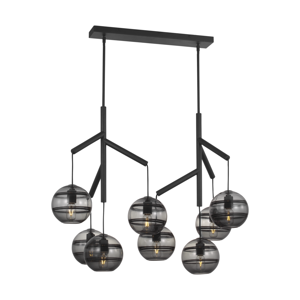 Sedona Double Chandelier Double Transparent Smoke Nightshade Black Bulb Not Included