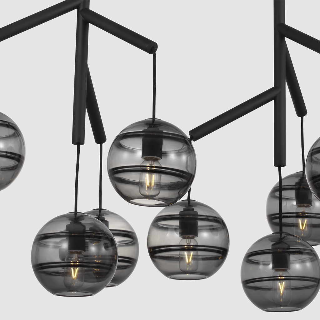 Sedona Double Chandelier Double Transparent Smoke Nightshade Black Bulb Not Included