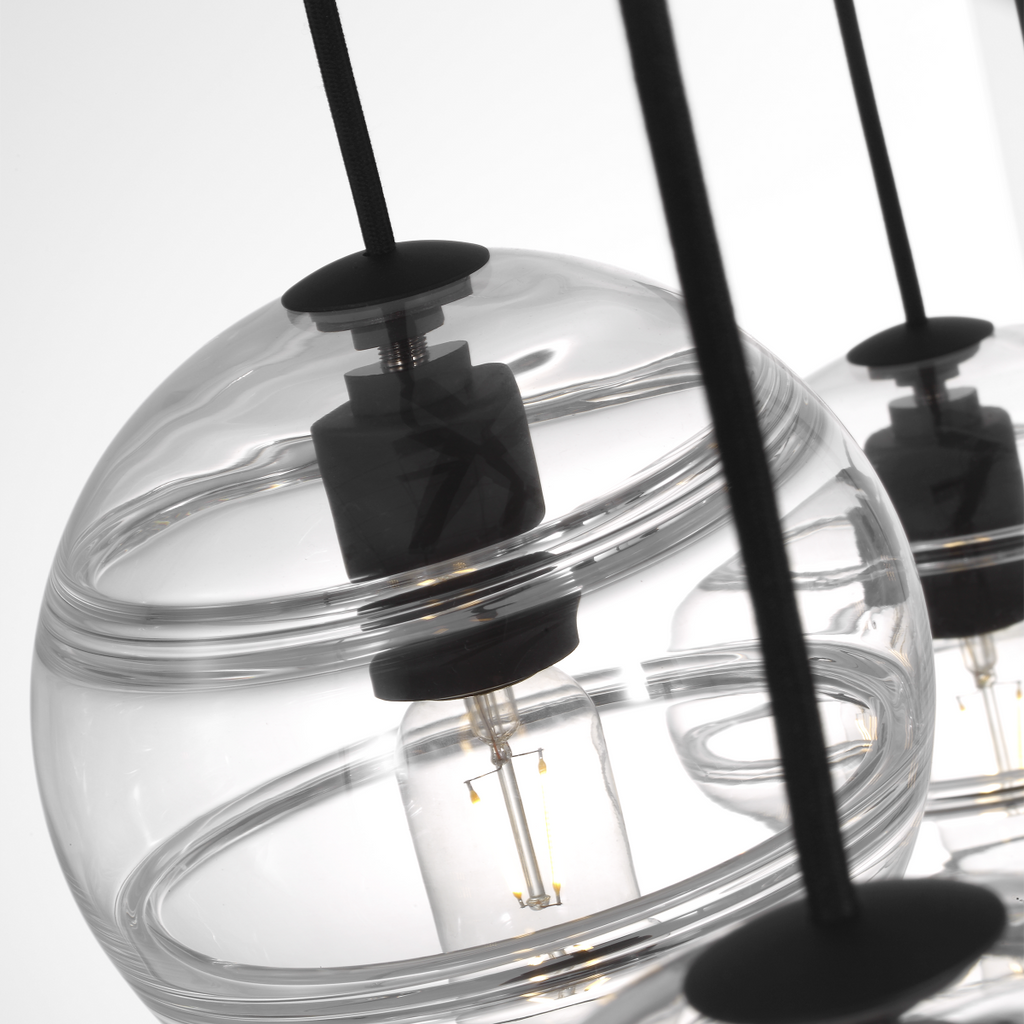 Sedona Triple Chandelier Triple Clear Nightshade Black Bulb Not Included