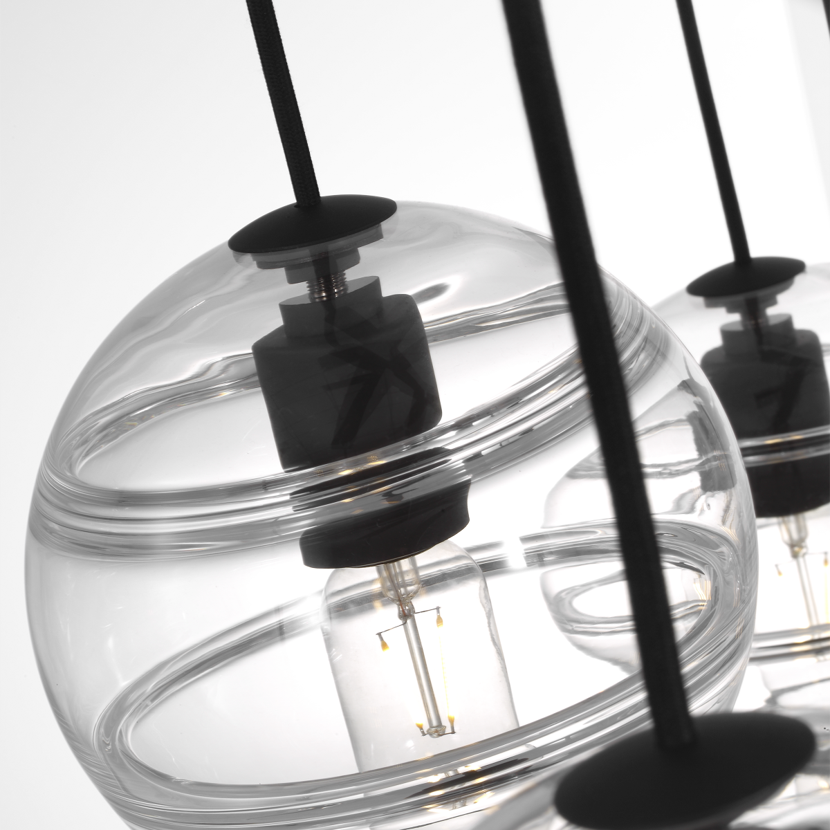 Sedona Triple Chandelier Triple Clear Nightshade Black Bulb Not Included