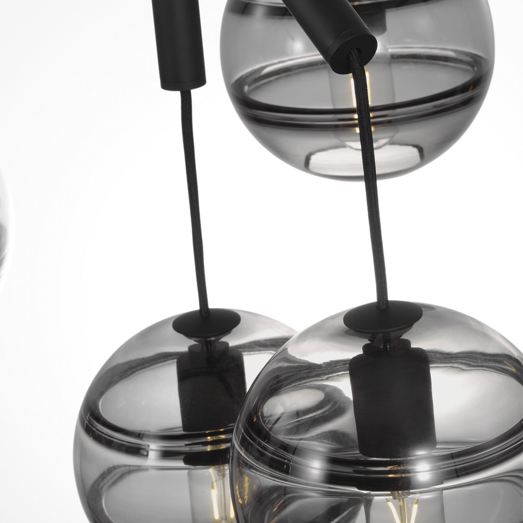 Sedona Triple Chandelier Triple Transparent Smoke Nightshade Black Bulb Not Included