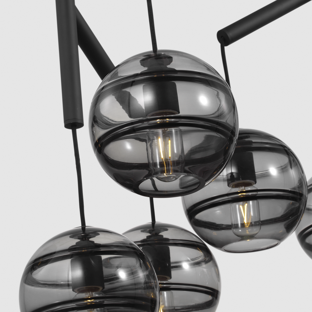 Sedona Triple Chandelier Triple Transparent Smoke Nightshade Black Bulb Not Included
