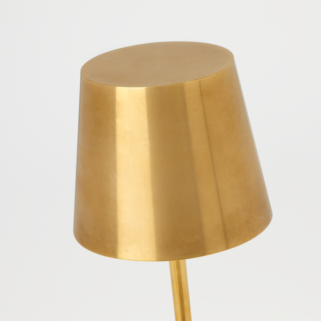 Nevis Accent Rechargeable Table Lamp Natural Brass 2700K 90 CRI wall charger included