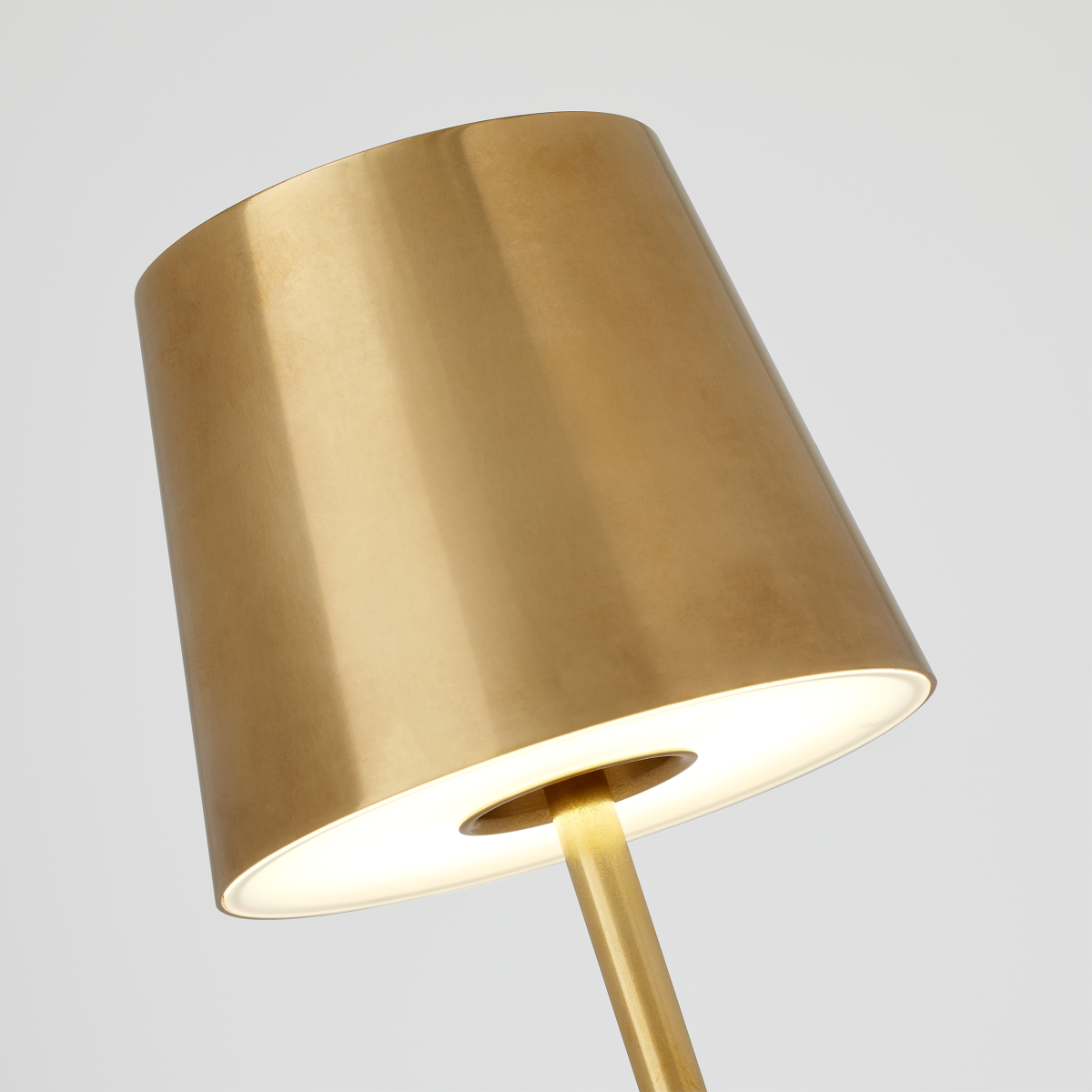 Nevis Accent Rechargeable Table Lamp Natural Brass 2700K 90 CRI wall charger included