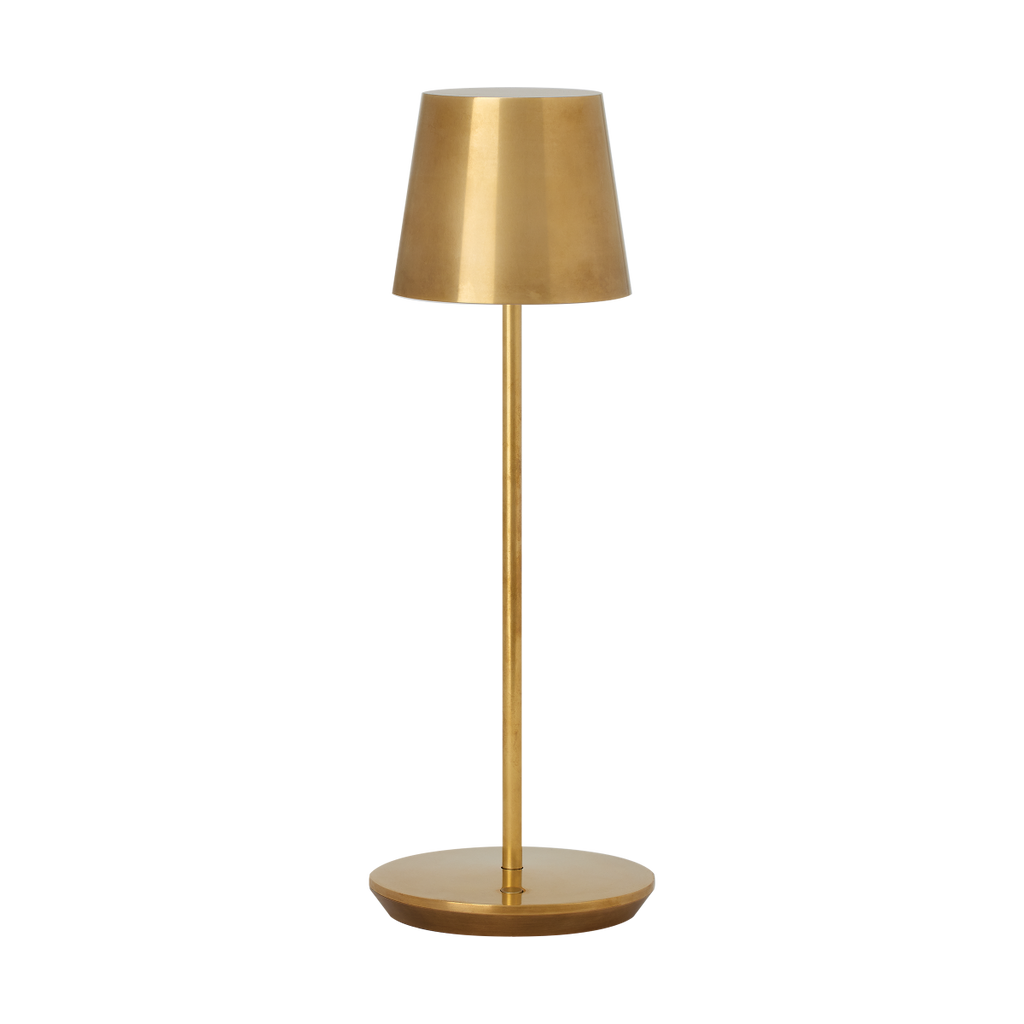 Nevis Accent Rechargeable Table Lamp Natural Brass 2700K 90 CRI wall charger included