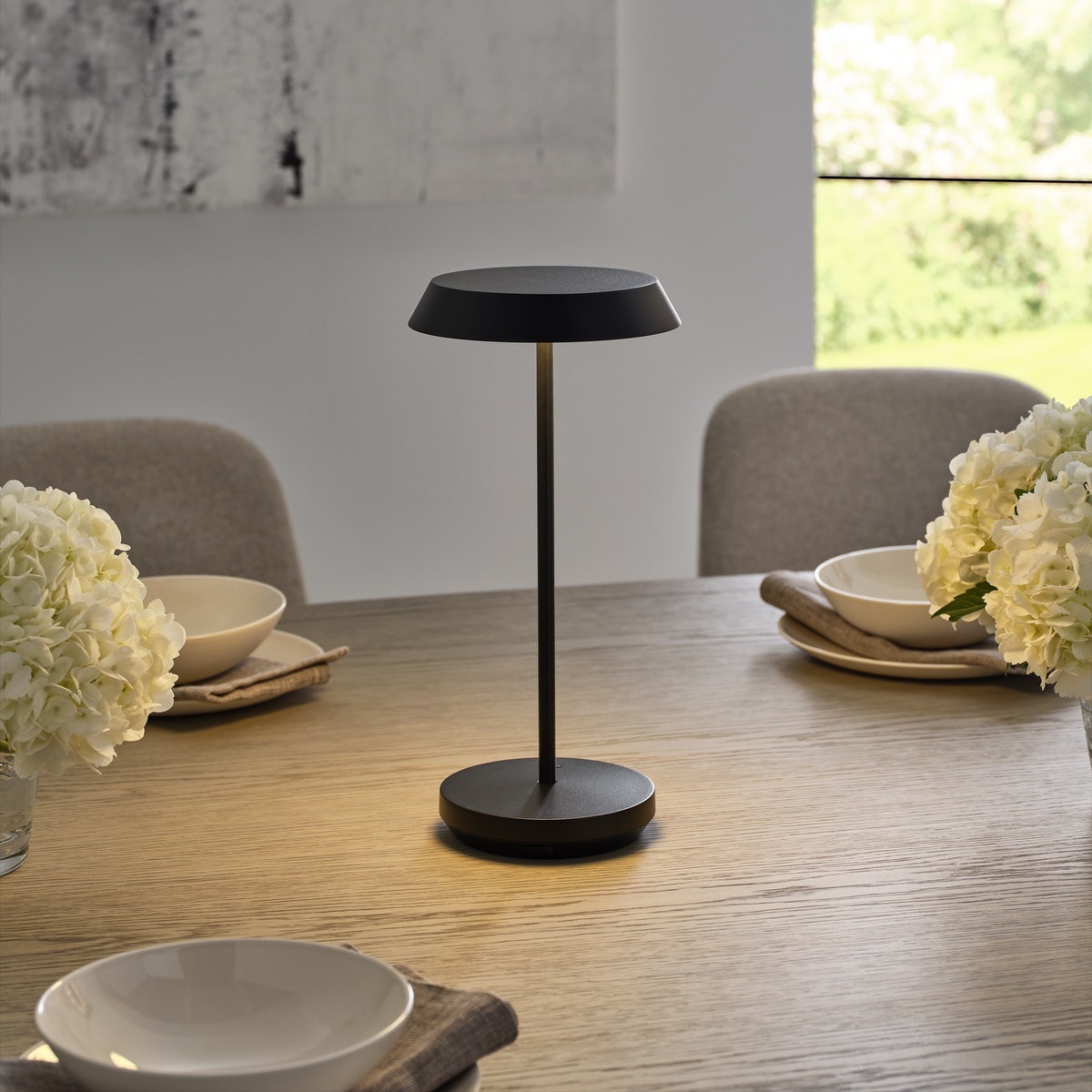 Tepa Accent Rechargeable Table Lamp Black 2700K 90 CRI wall charger included