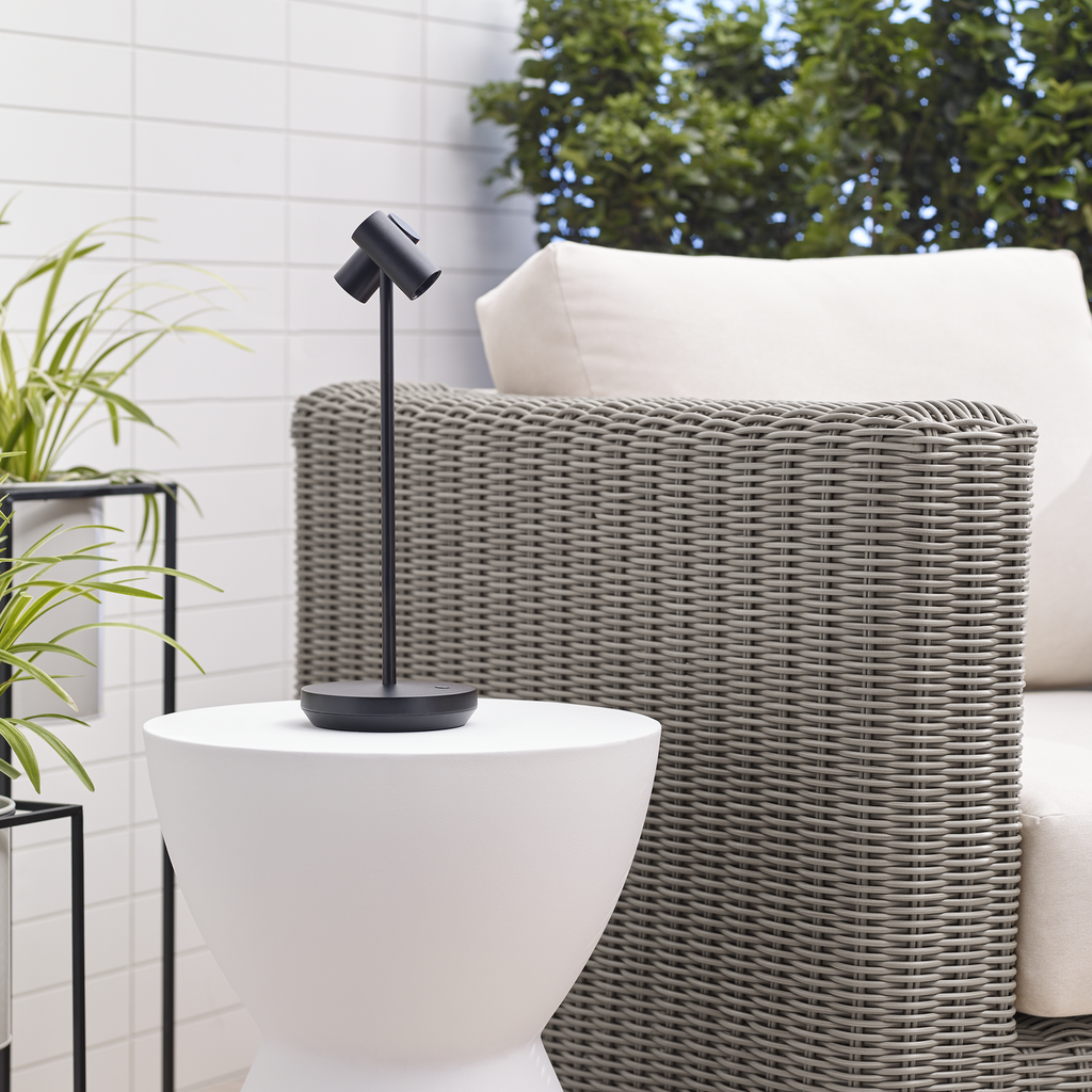 Doppia Accent Rechargeable Table Lamp Black 2700K 90 CRI wall charger included