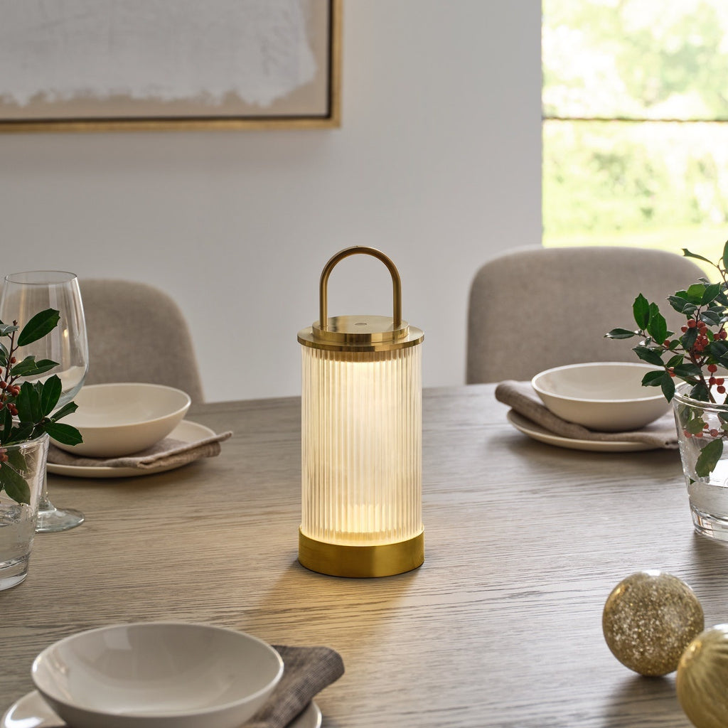 Tawa Accent Rechargeable Table Lamp Natural Brass 2700K 90 CRI wall charger included